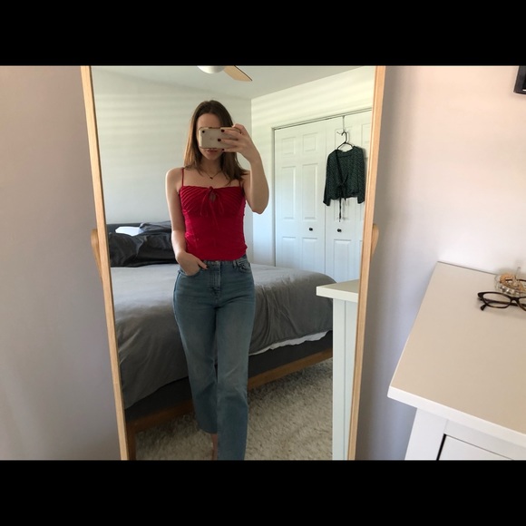 Red Silk corset tank top - Picture 4 of 8